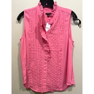 NWT Ann Taylor Pink Ruffle Pintuck Popover Shell Tank Top Size S